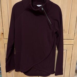 Athleta Maroon Zip Wrap Sweatshirt